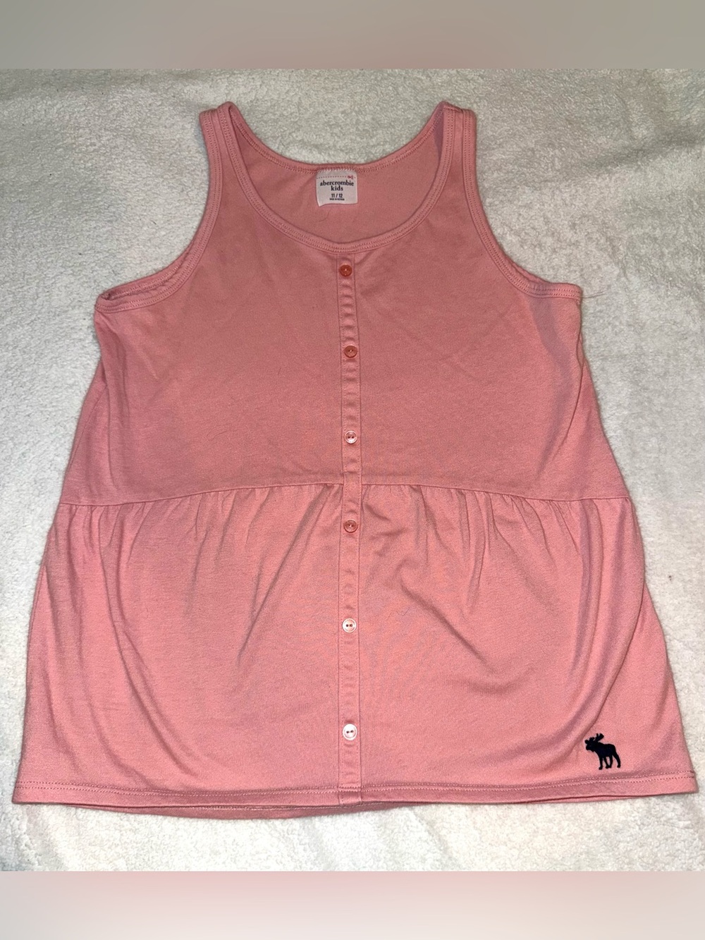 Abercrombie kids pink button front tank top, size 11/12, EUC